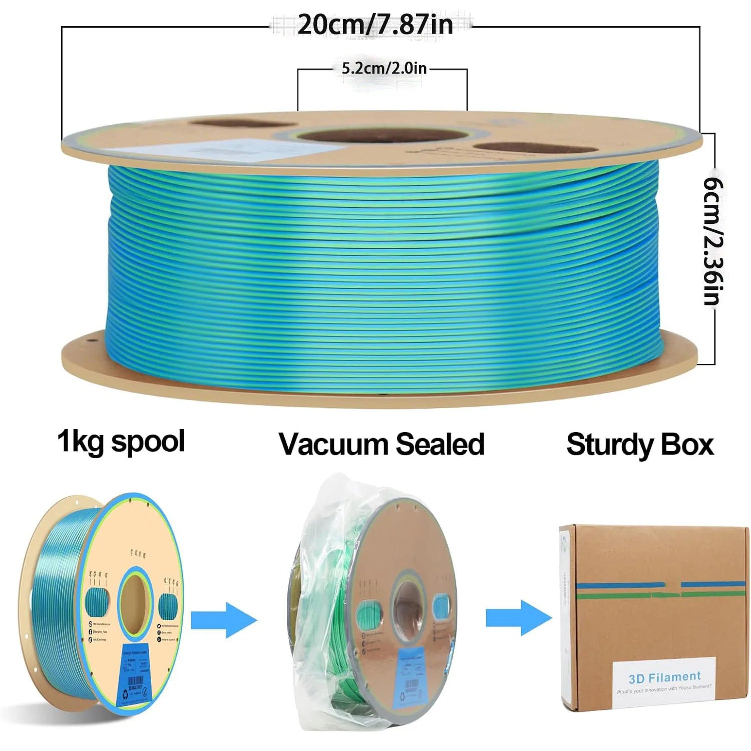 PLA+ 2.0 Filament 1.75mm – Tougher & Stronger, 1kg Spool (Gray)