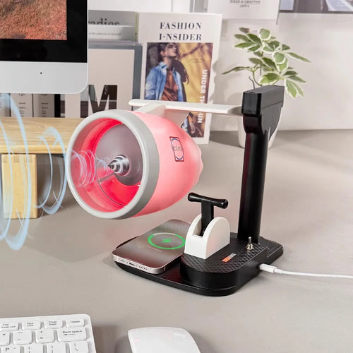 Desktop turbofan humidifier fan with LED light and wireless charging – main view