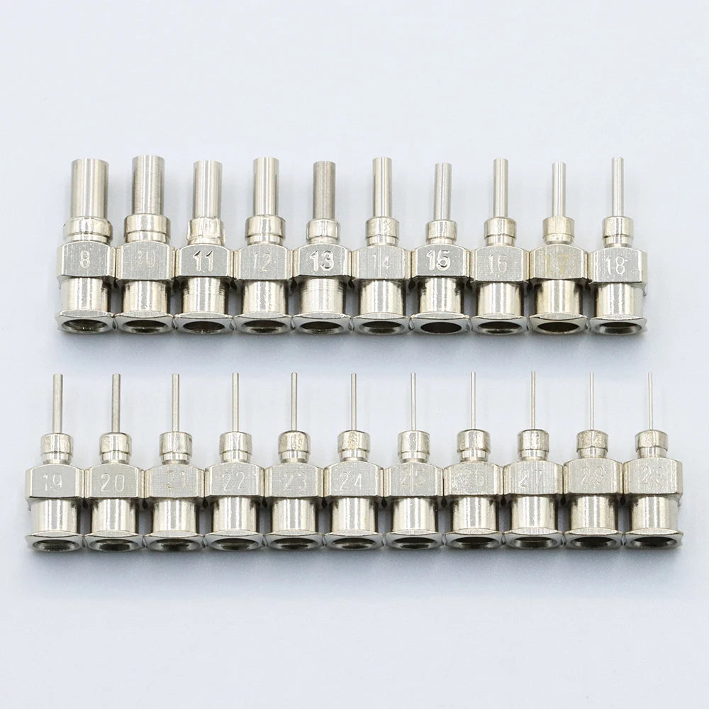 Stainless Steel Blunt Tip Dispensing Needles – 12 Pack, 8G–30G, 6.5mm