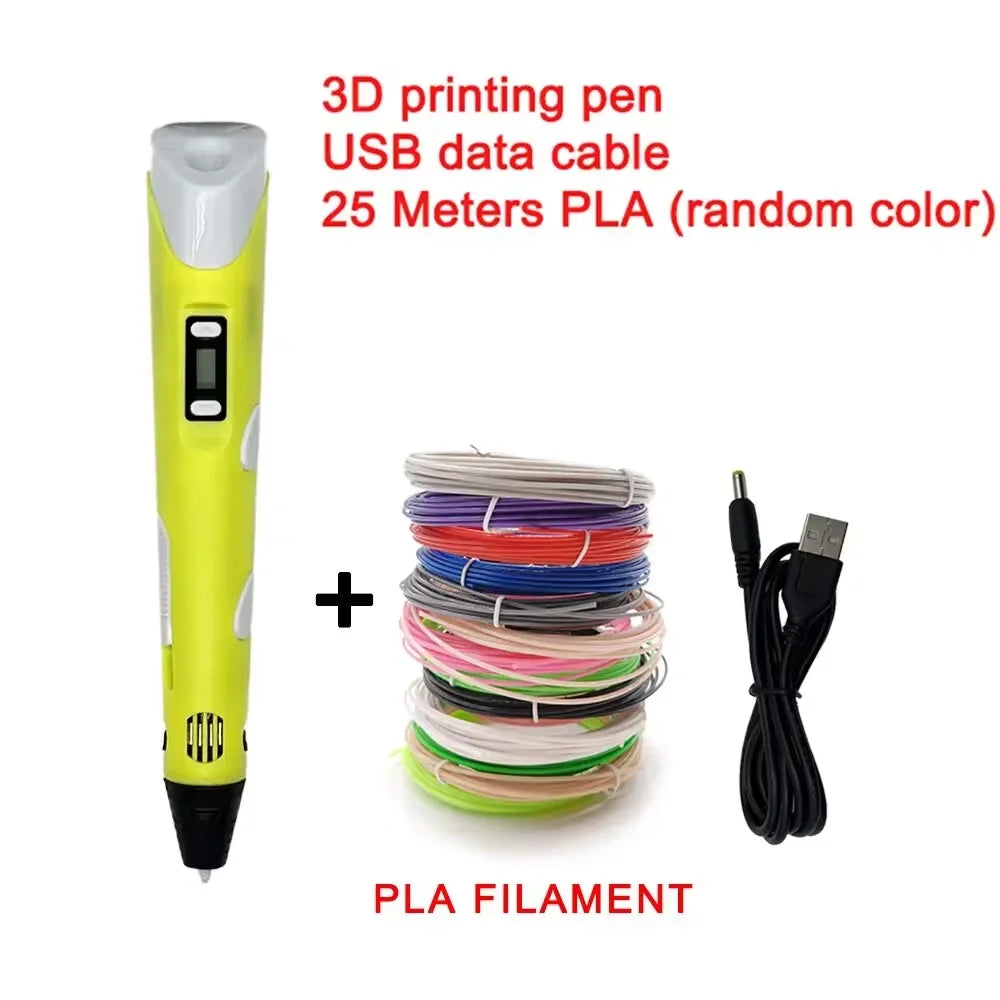 3D Printing Pen with LCD Screen & 25M PLA Filament — Kids DIY Art Kit