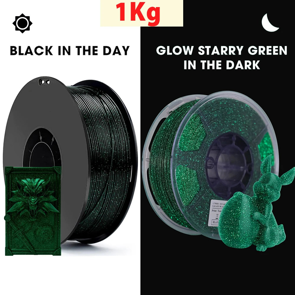 Glow-in-the-Dark PLA Filament 1.75mm – Starry Sky Green (250g / 500g / 1kg)