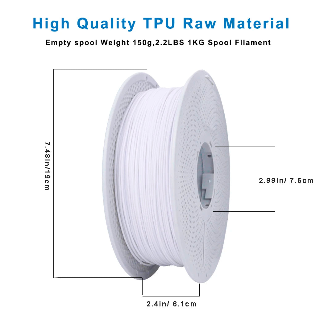 TPU Filament 1.75mm – 95A Flexible, 1kg Spool (White)