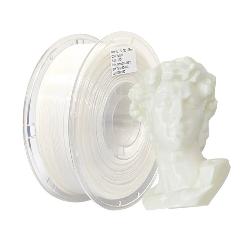 TPU Filament 1.75mm – 72D Semi-Rigid, 1kg Spool (Natural)