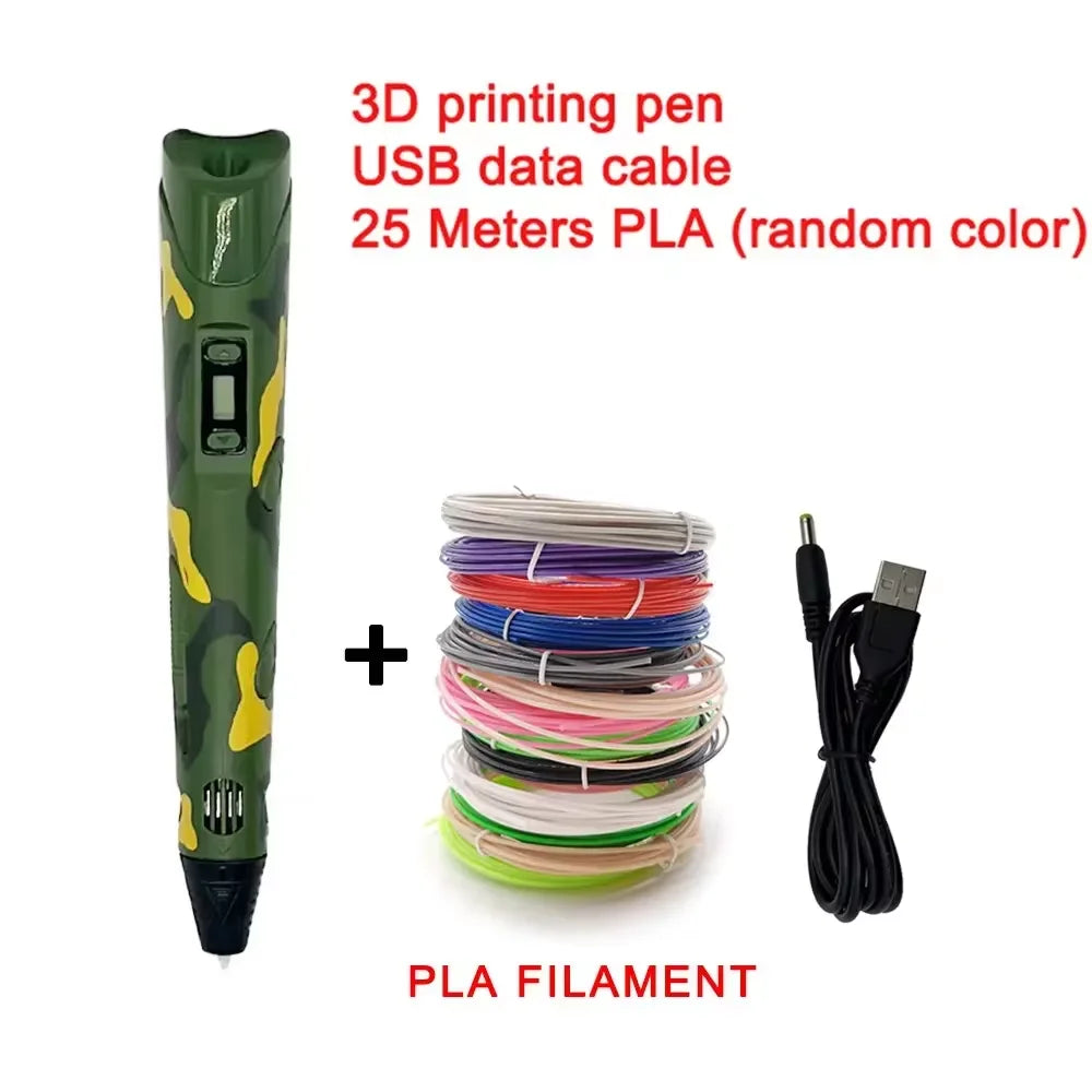 3D Printing Pen with LCD Screen & 25M PLA Filament — Kids DIY Art Kit