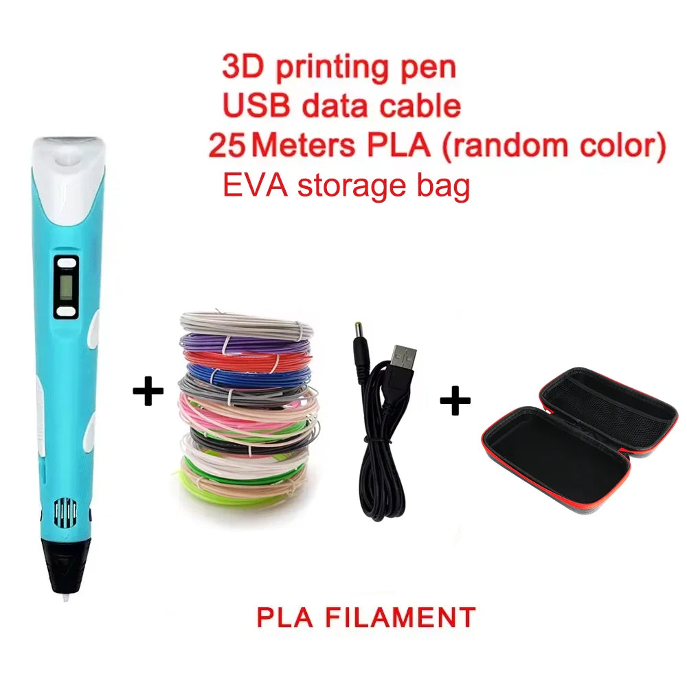 3D Printing Pen with LCD Screen & 25M PLA Filament — Kids DIY Art Kit