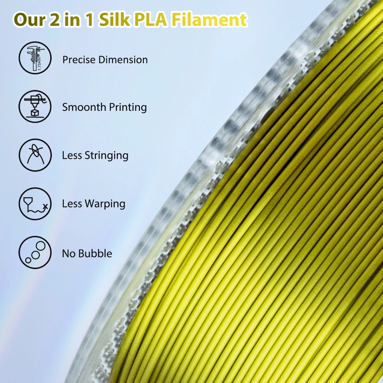 Dual-Tone Silk PLA Filament 1.75mm – Shiny, 1kg Spool