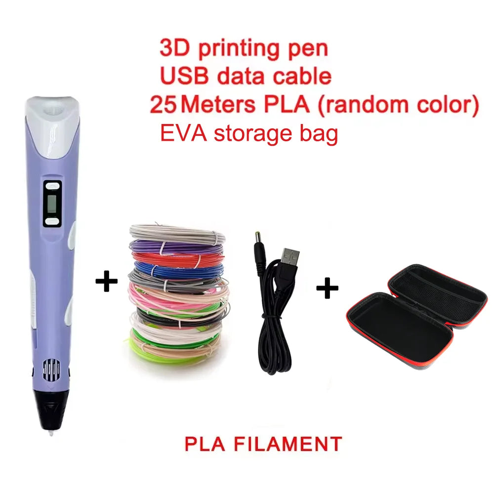 3D Printing Pen with LCD Screen & 25M PLA Filament — Kids DIY Art Kit