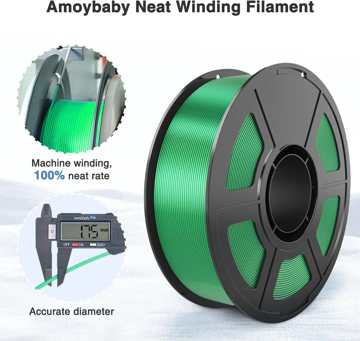 Silk PLA Filament 1.75mm – Glossy (Red / Blue / Green / Gold / Silver)