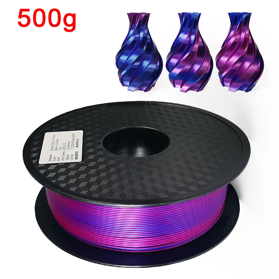 Dual-Color Silk PLA Filament 1.75mm – Two-Tone (250g / 500g / 1kg)