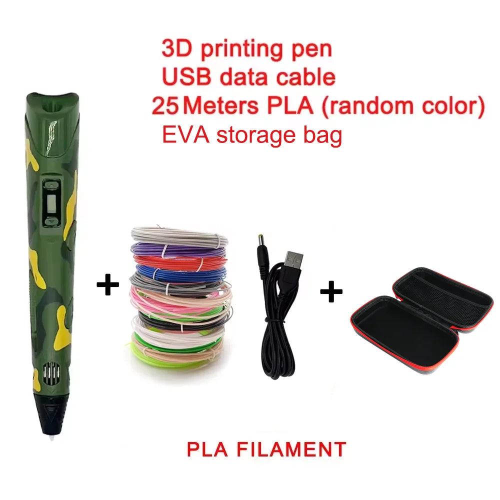 3D Printing Pen with LCD Screen & 25M PLA Filament — Kids DIY Art Kit