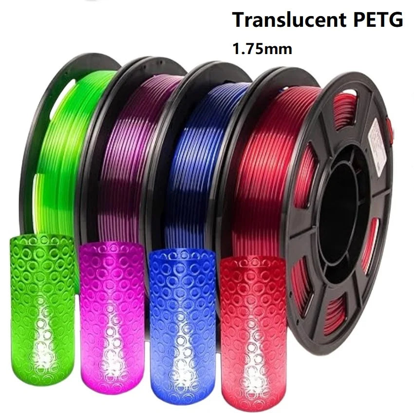 Translucent PETG Filament 1.75mm – Clear & Colored Tints (200g–1kg)