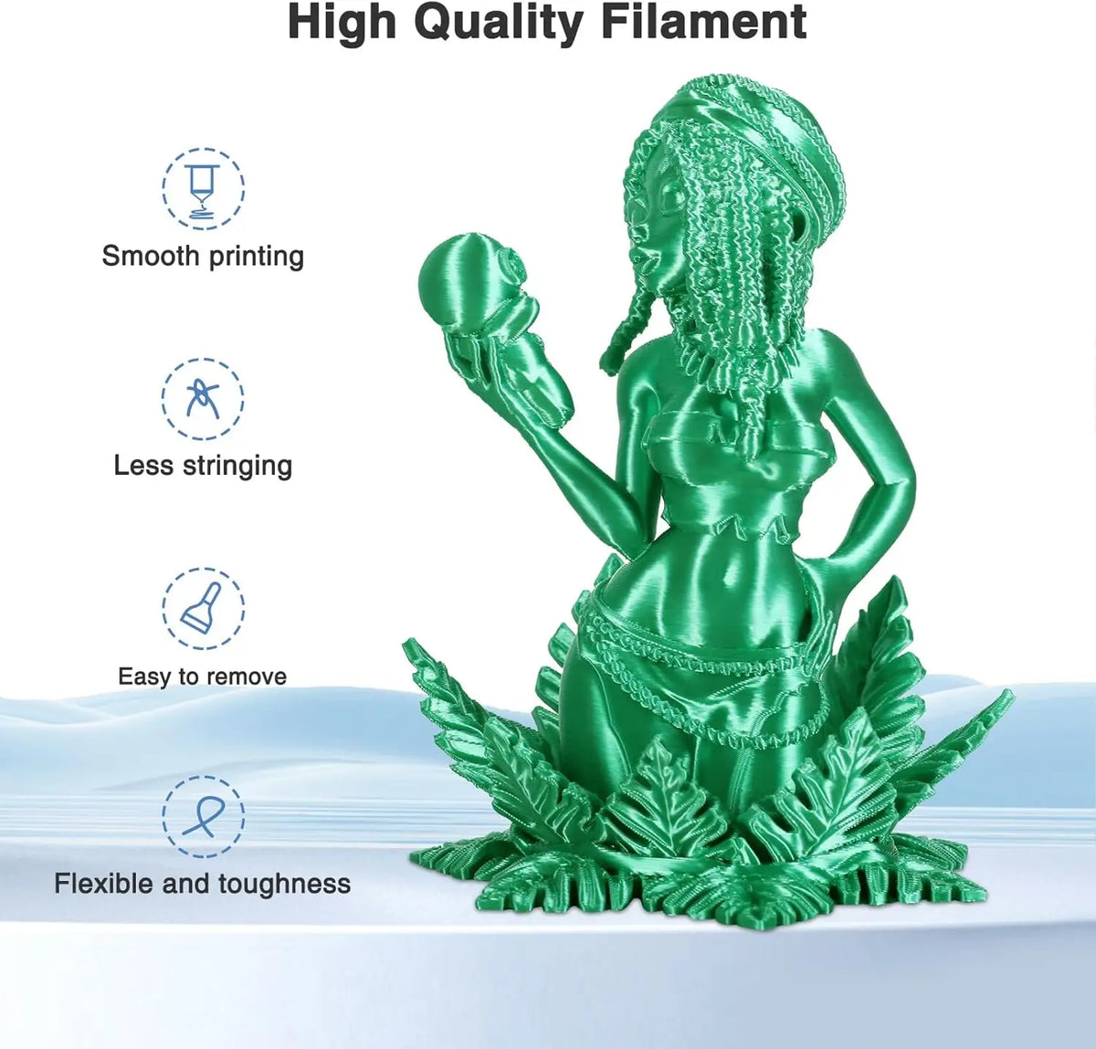 Silk PLA Filament 1.75mm – Glossy (Red / Blue / Green / Gold / Silver)