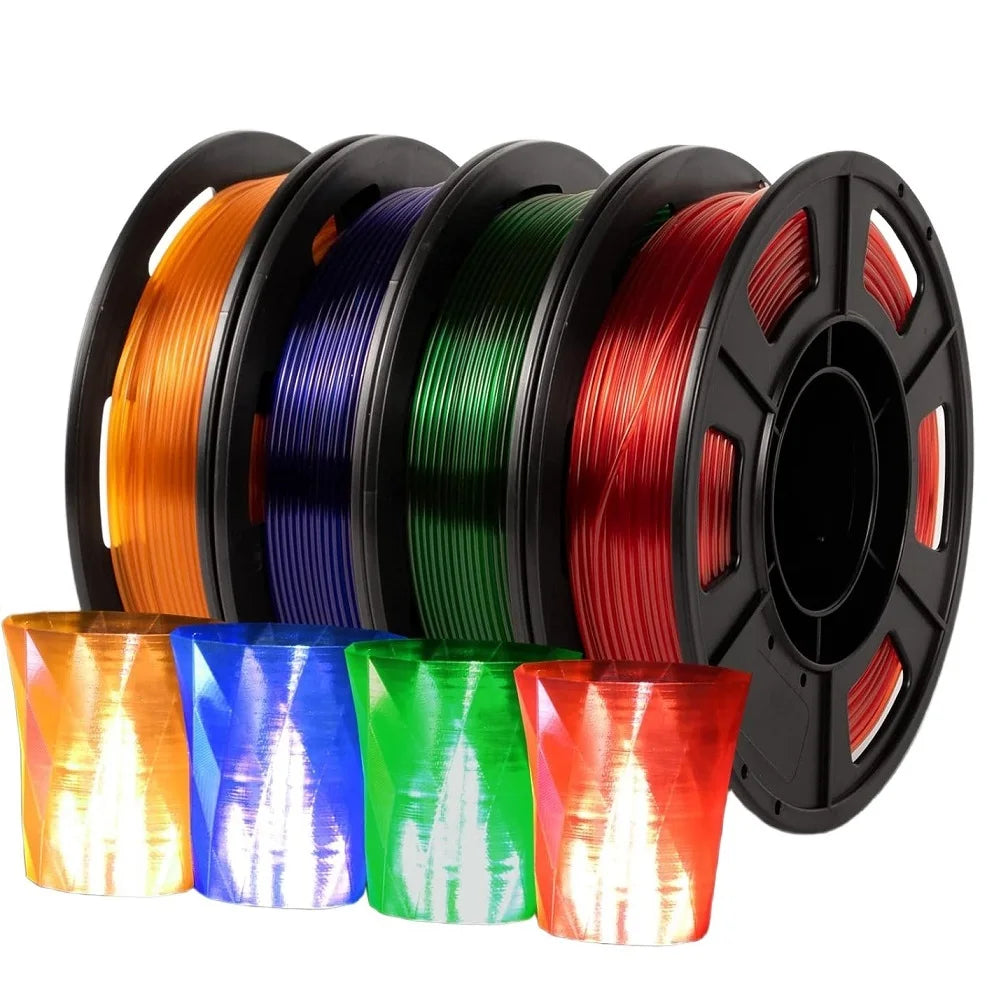Transparent PETG Filament 1.75mm – Clear, Blue, Green & Orange (250g–1kg)