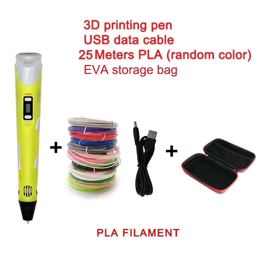 3D Printing Pen with LCD Screen & 25M PLA Filament — Kids DIY Art Kit