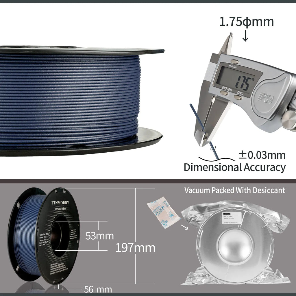 PETG-GF Filament 1.75mm – 10% Glass Fiber, 1kg Spool