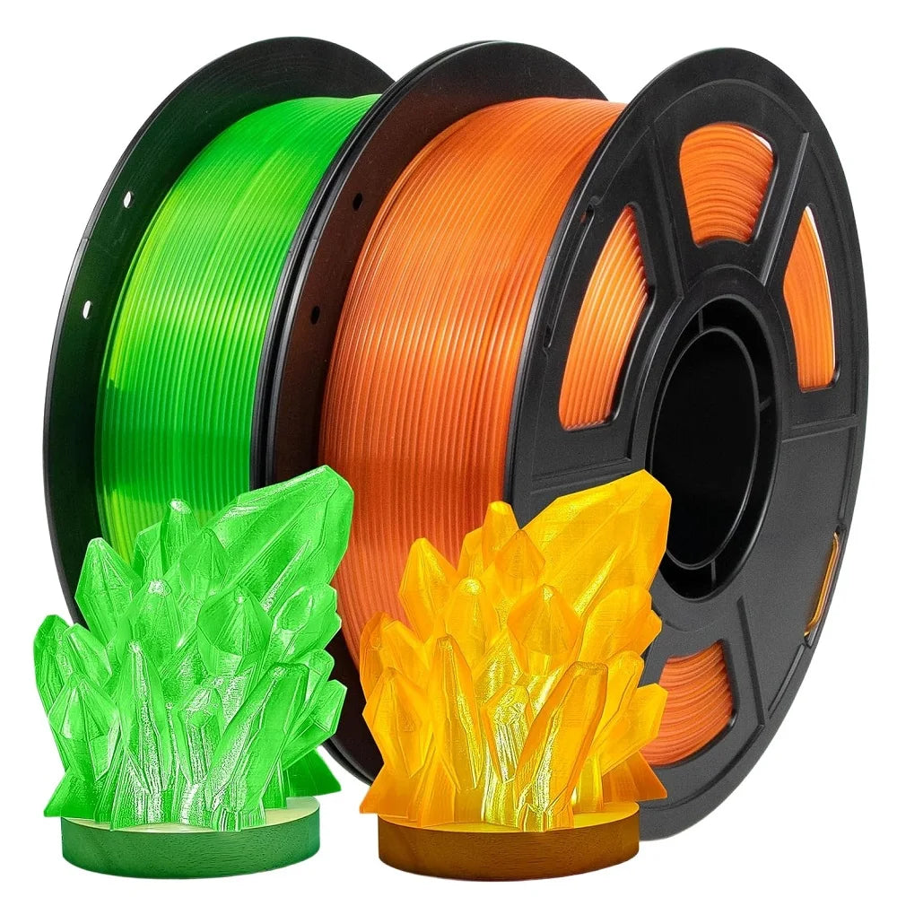 Transparent PETG Filament 1.75mm – Clear, Blue, Green & Orange (250g–1kg)