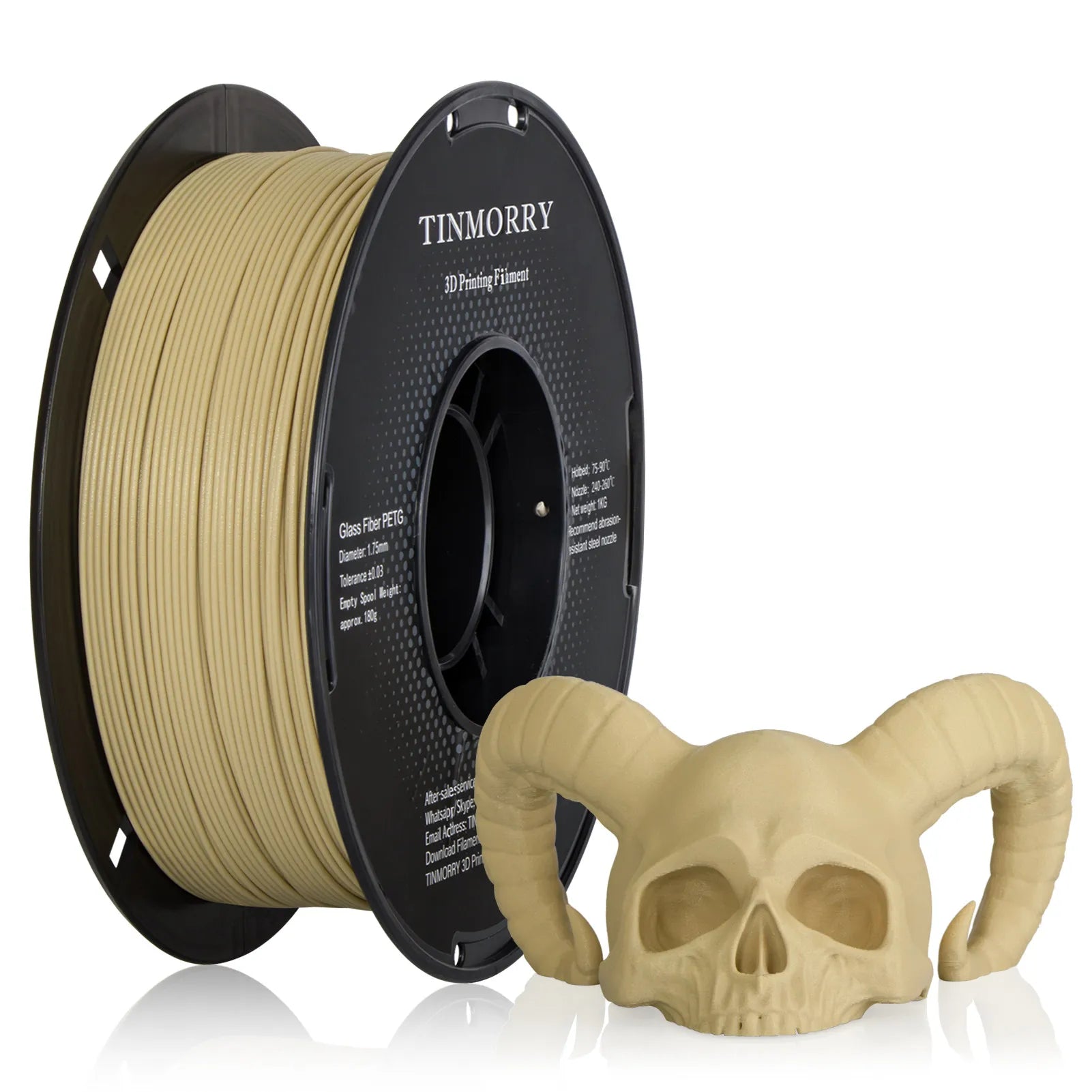 PETG-GF Filament 1.75mm – 10% Glass Fiber, 1kg Spool