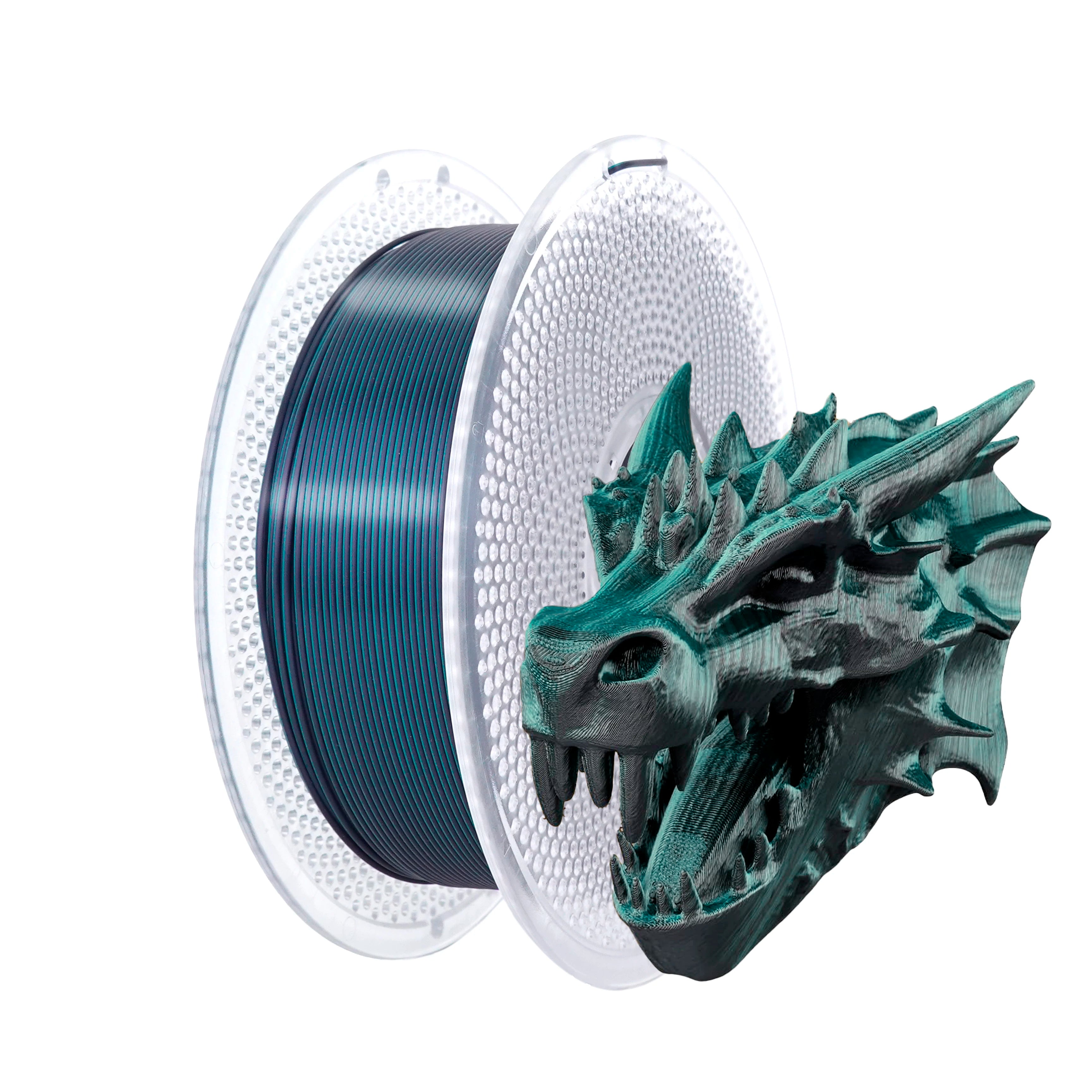 Silk Gradient PLA Filament 1.75mm – Shiny Black-to-Green, 1kg Spool