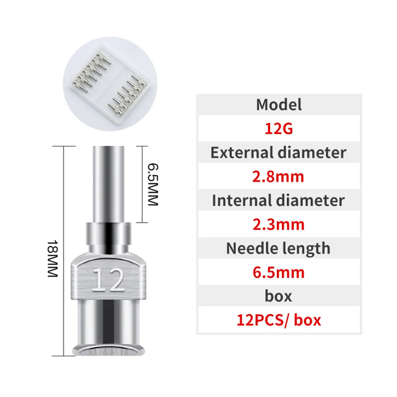 Stainless Steel Blunt Tip Dispensing Needles – 12 Pack, 8G–30G, 6.5mm