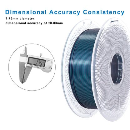 Silk Gradient PLA Filament 1.75mm – Shiny Black-to-Green, 1kg Spool
