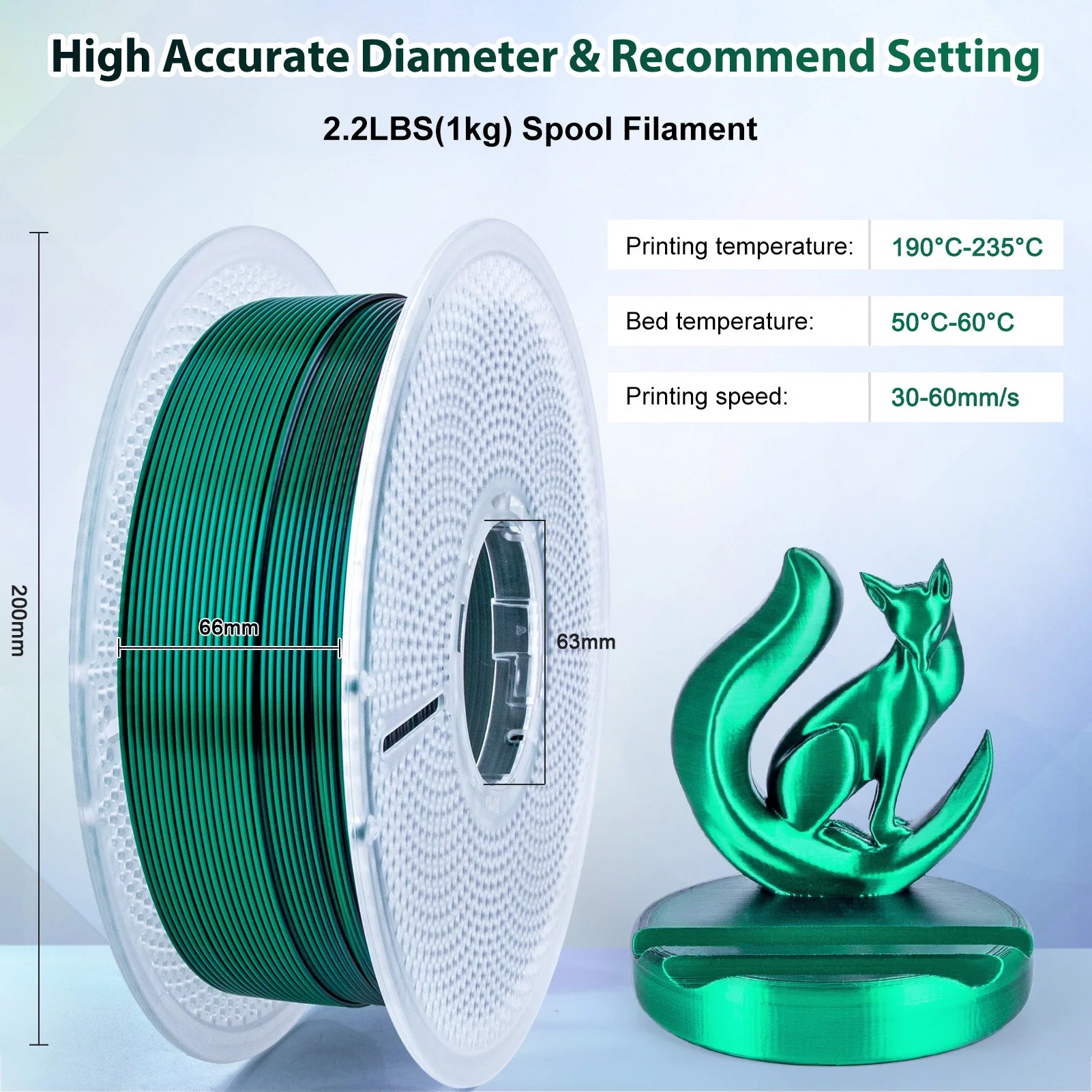 Dual-Tone Silk PLA Filament 1.75mm – Shiny, 1kg Spool