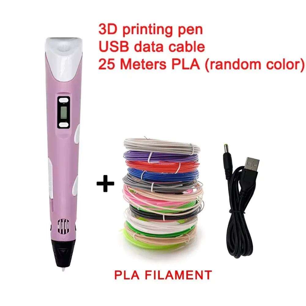 3D Printing Pen with LCD Screen & 25M PLA Filament — Kids DIY Art Kit