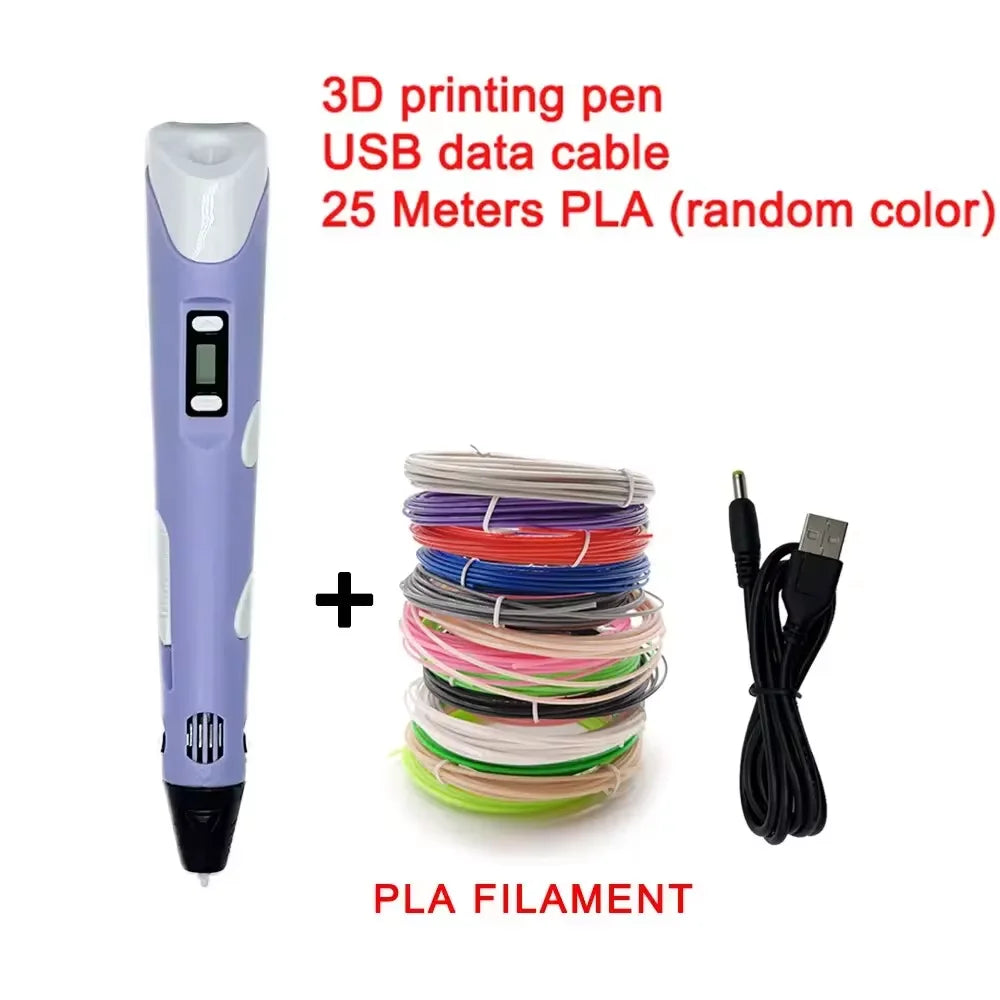 3D Printing Pen with LCD Screen & 25M PLA Filament — Kids DIY Art Kit