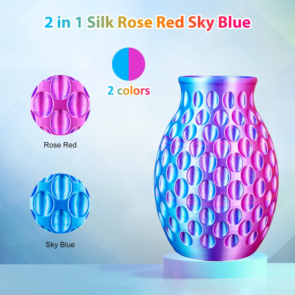 Dual-Tone Silk PLA Filament 1.75mm – Shiny, 1kg Spool
