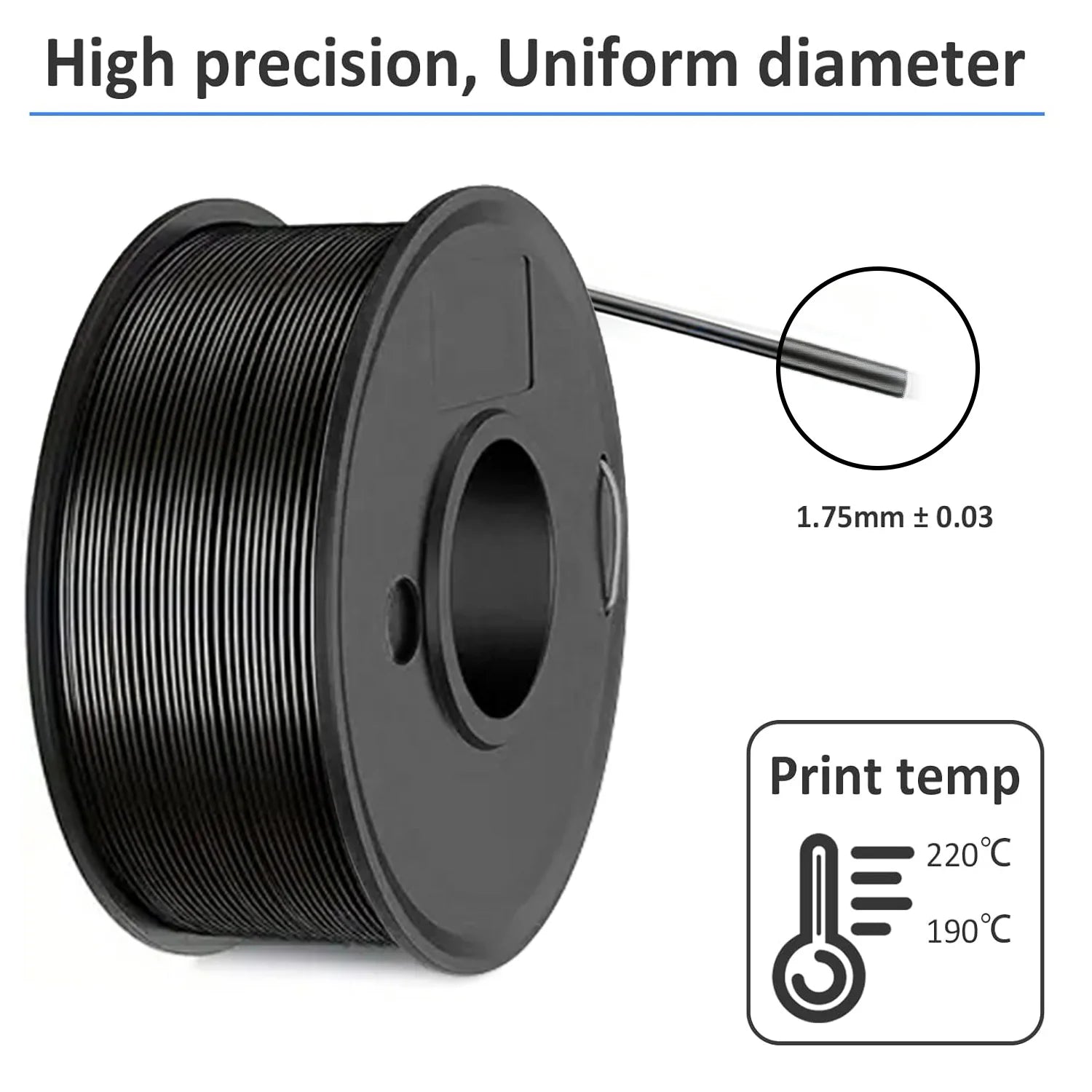 TPU Filament 1.75mm – Flexible, 250g/80M (Black / White)