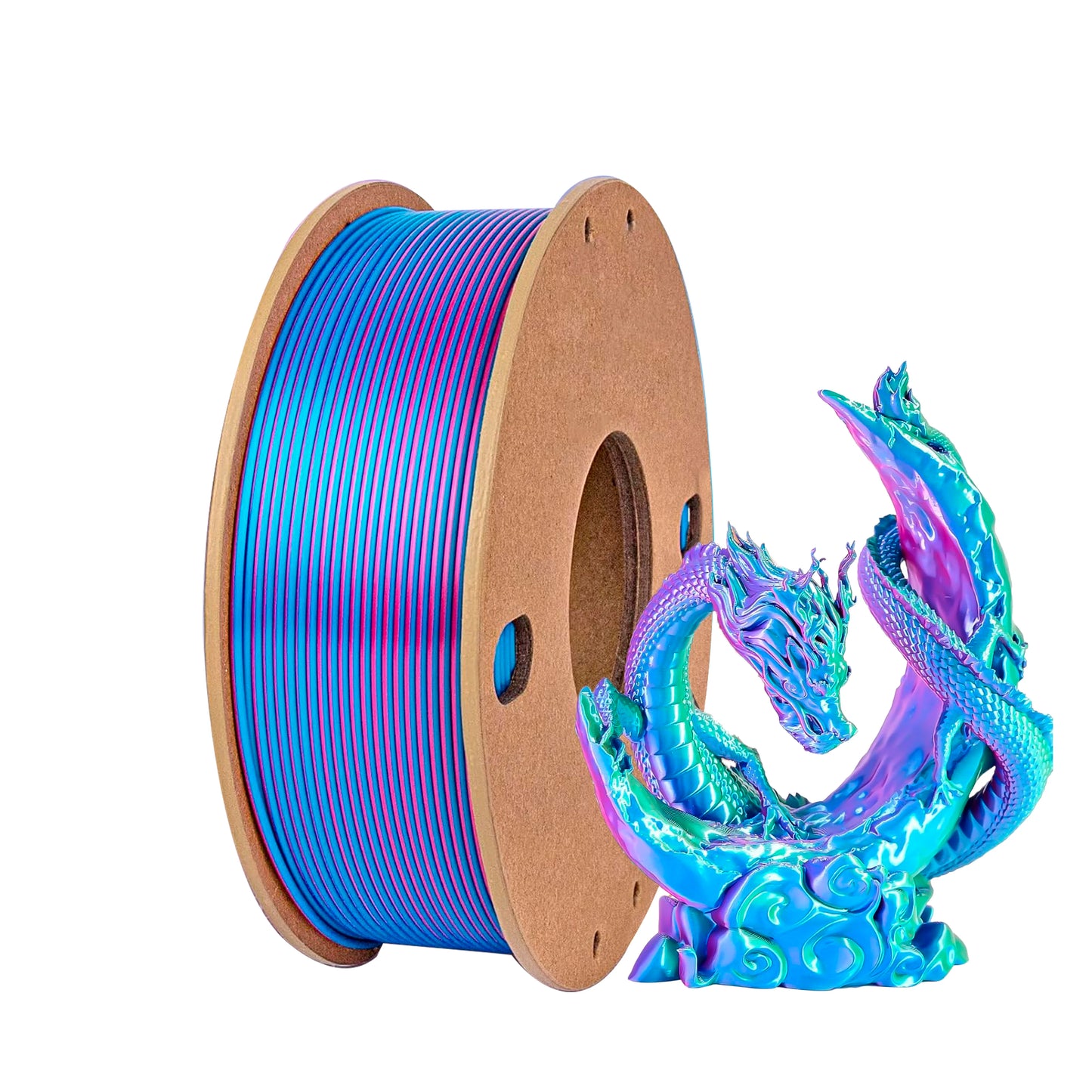 Silk PLA Filament 1.75mm – Tri-Color Set (Rose Red, Sky Blue, Green), 250g
