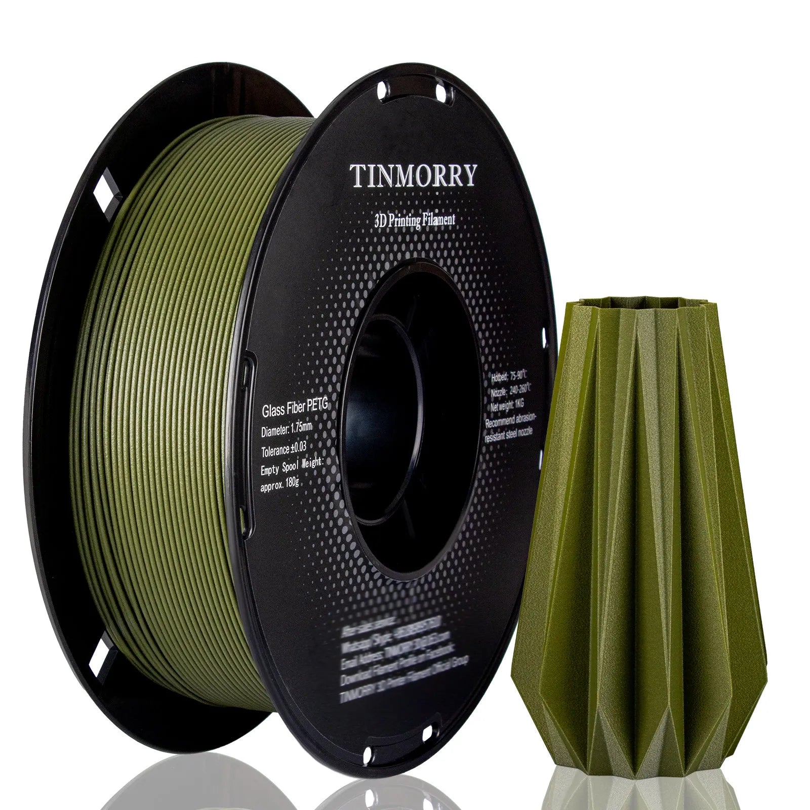 PETG-GF Filament 1.75mm – 10% Glass Fiber, 1kg Spool