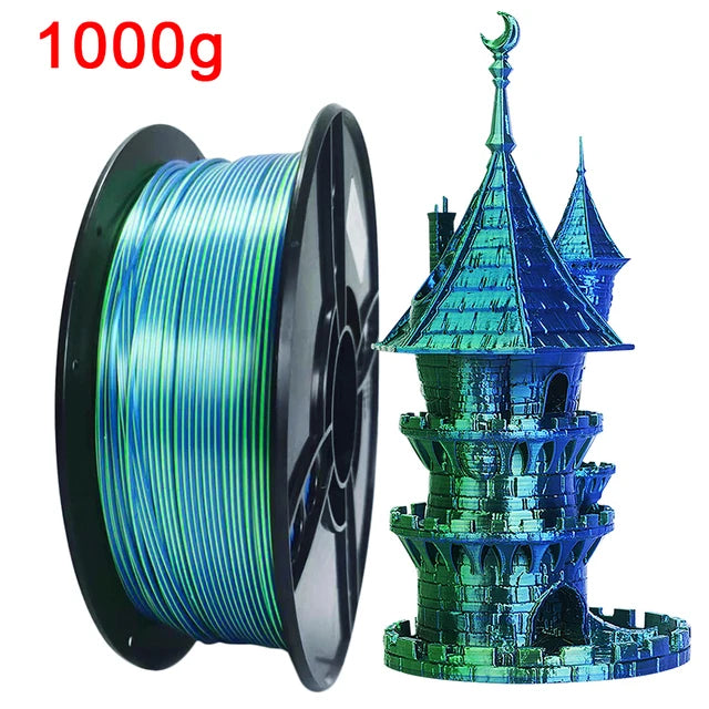 Dual-Color Silk PLA Filament 1.75mm – Two-Tone (250g / 500g / 1kg)
