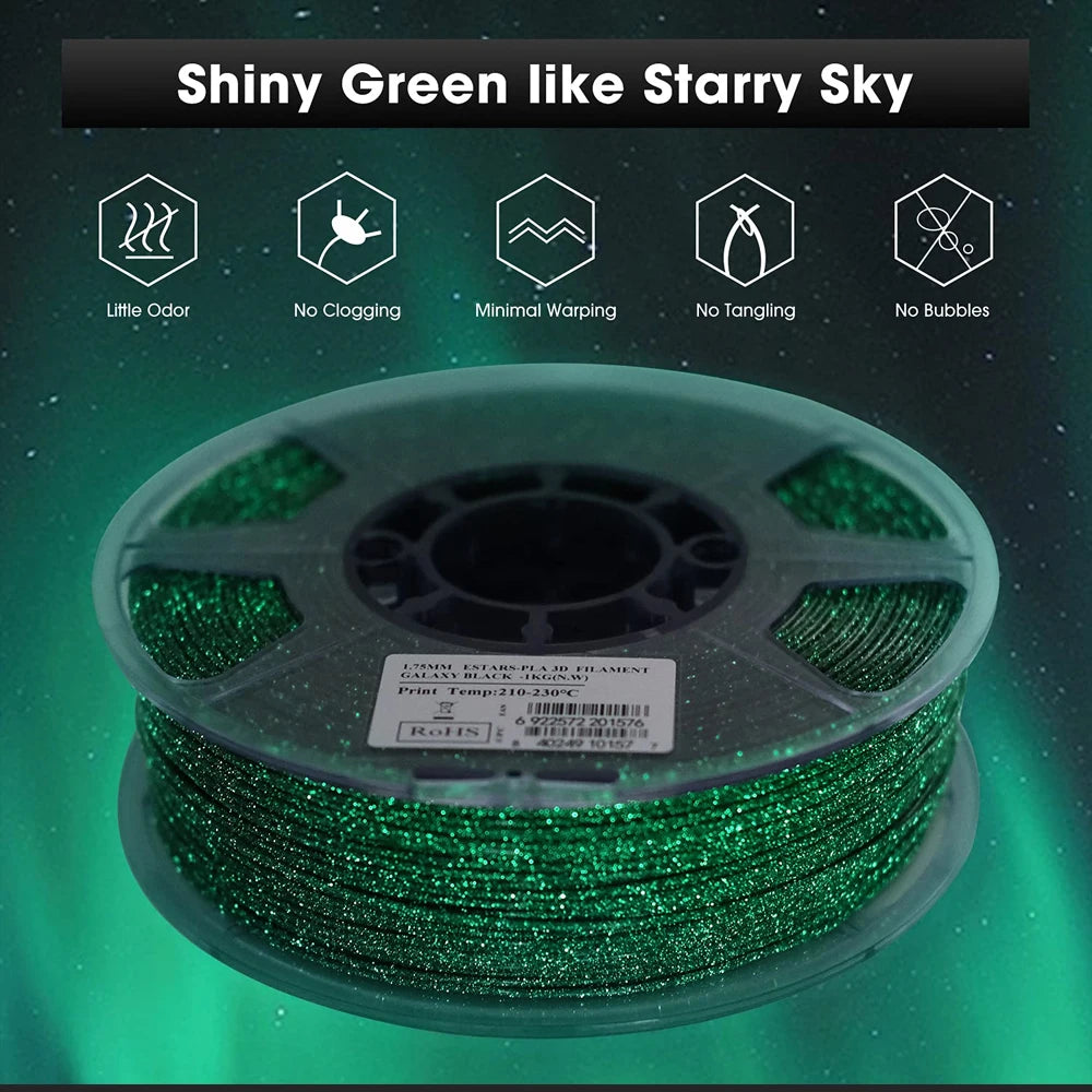 Glow-in-the-Dark PLA Filament 1.75mm – Starry Sky Green (250g / 500g / 1kg)
