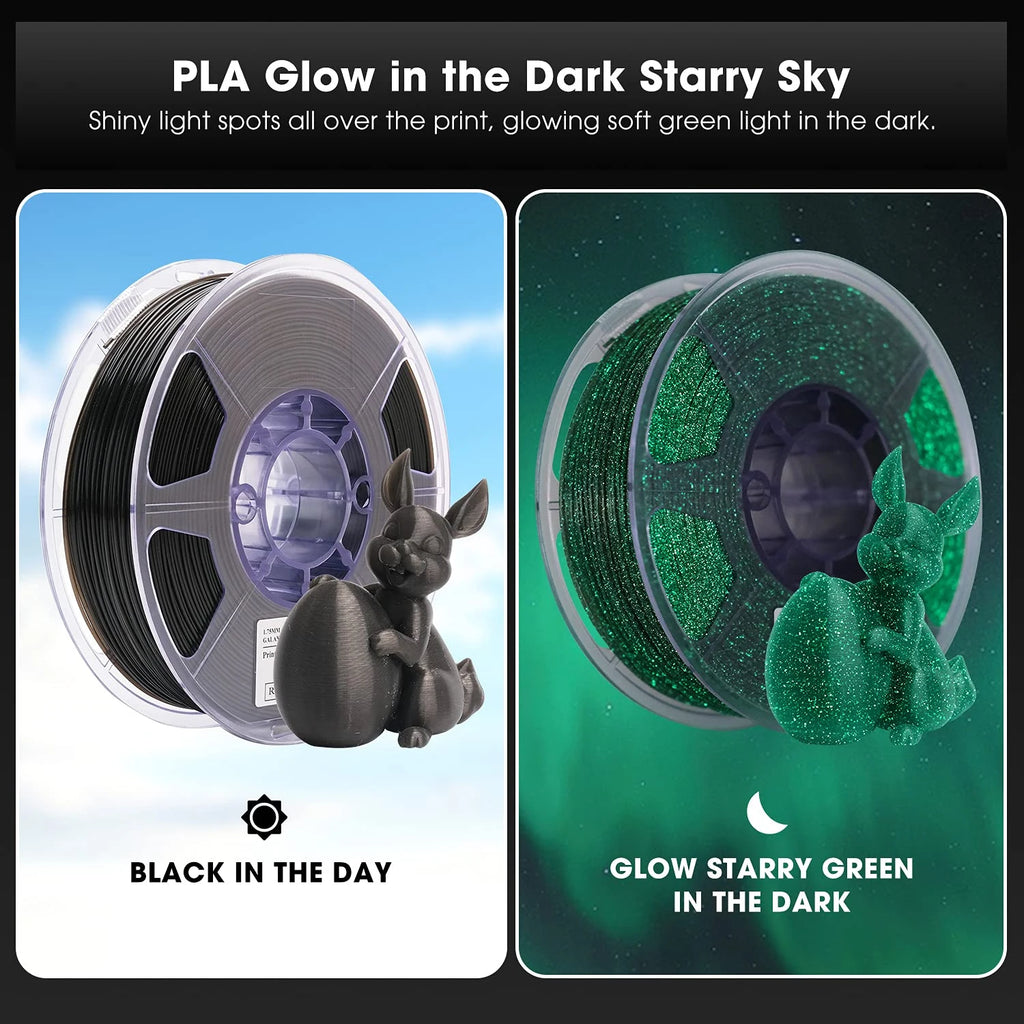 Glow-in-the-Dark PLA Filament 1.75mm – Starry Sky Green (250g / 500g / 1kg)