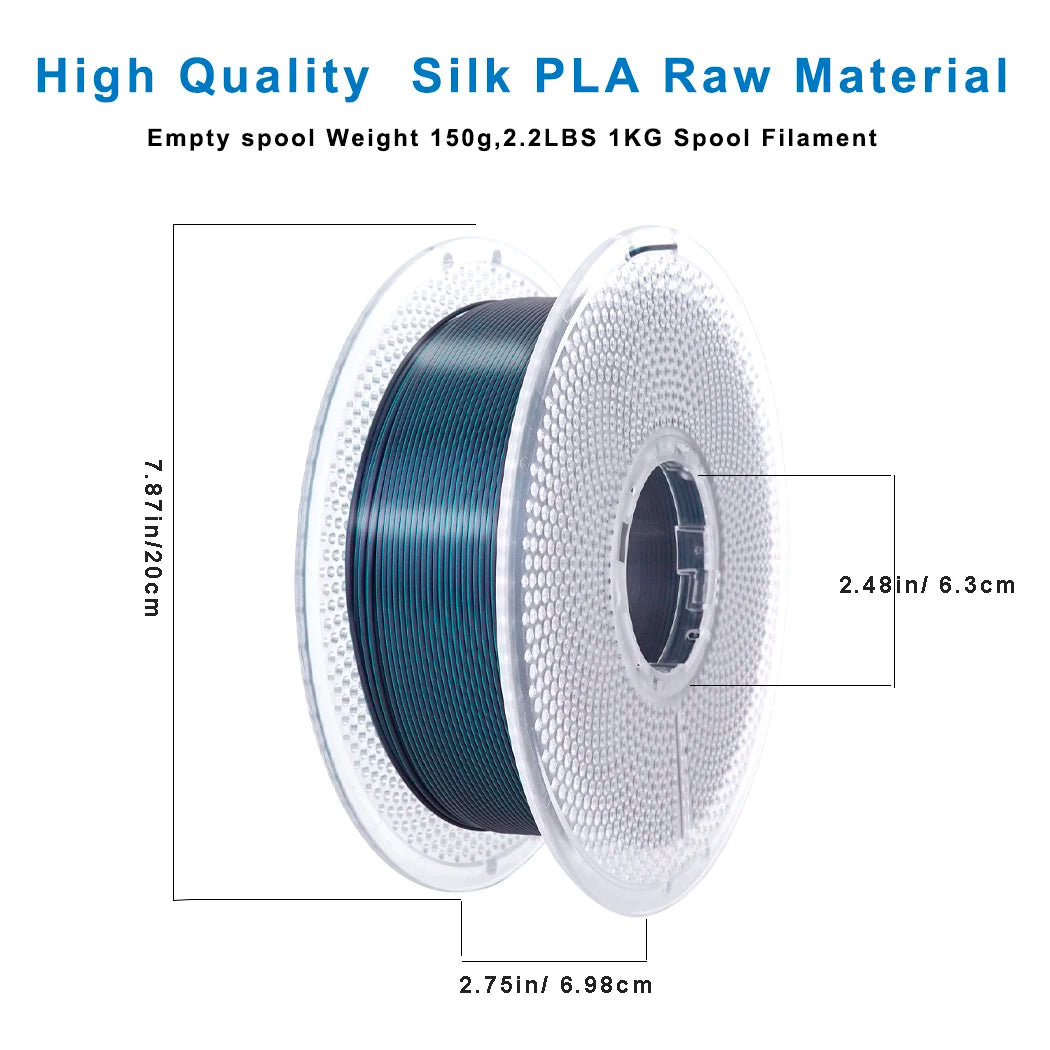 Silk Gradient PLA Filament 1.75mm – Shiny Black-to-Green, 1kg Spool