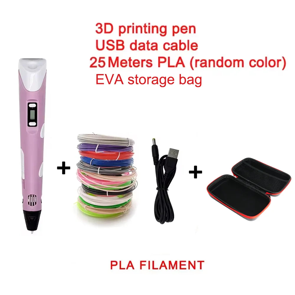 3D Printing Pen with LCD Screen & 25M PLA Filament — Kids DIY Art Kit