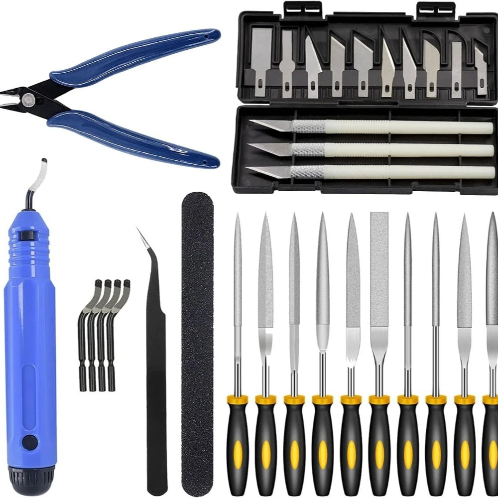 32-Piece 3D Print Finishing Tool Kit – Deburring, Cleaning & Trimming